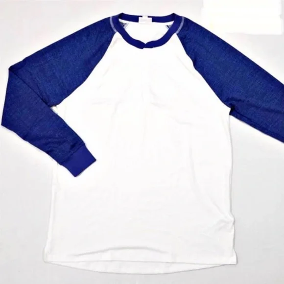 Unisex Top Blue & White Mark Shirt by LuLaRoe Sz L 14-16 NWT - Picture 7 of 7